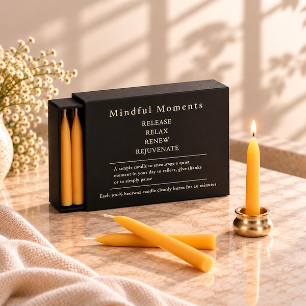 Meditation Candle Gift -  Positive Thinking, Intention Candles, Manifestation Candles, Handmade Prayer Candle with Brass Holder