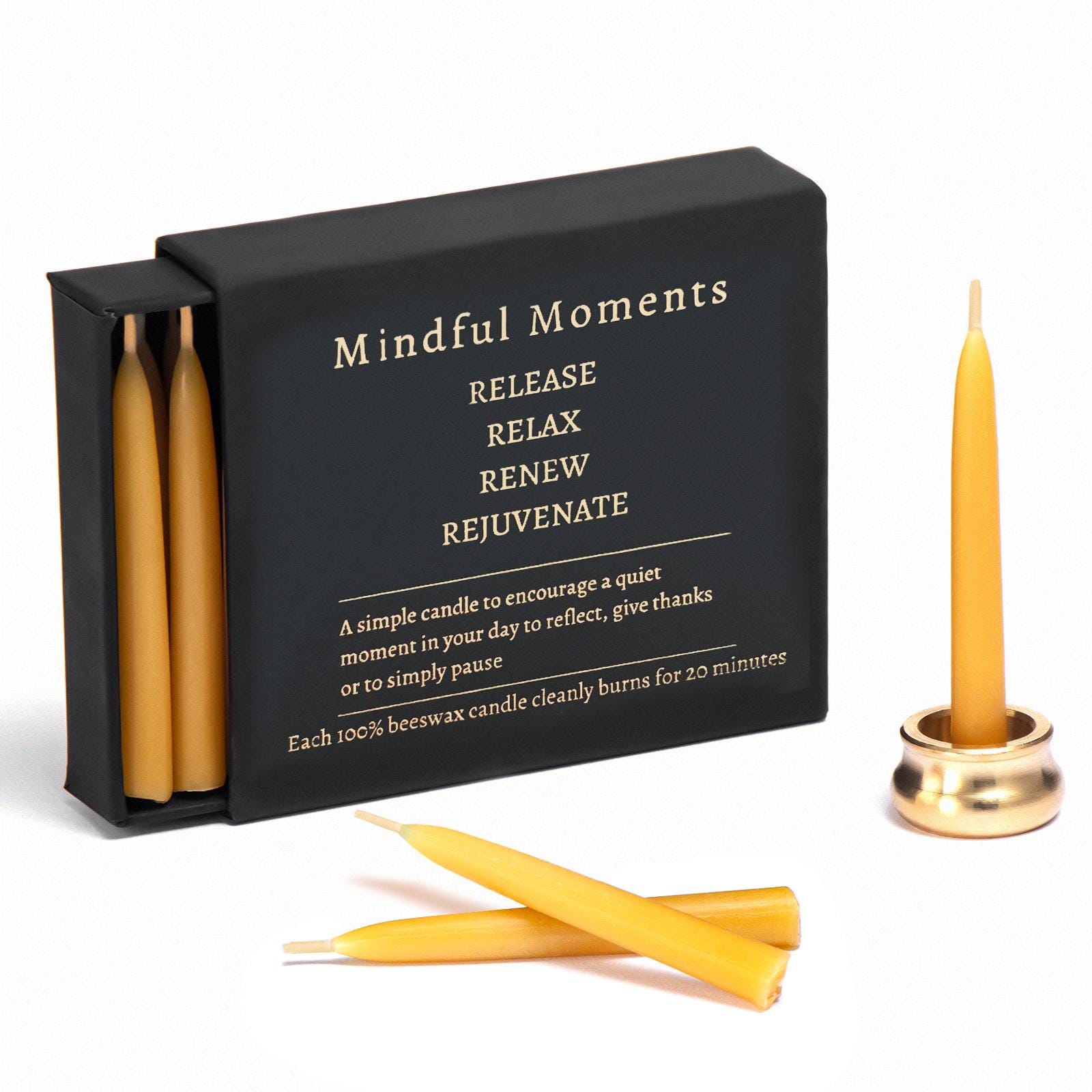 Meditation Candle Gift -  Positive Thinking, Intention Candles, Manifestation Candles, Handmade Prayer Candle with Brass Holder