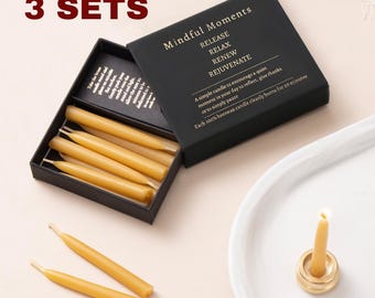 Meditation Candles Gift - 3 Pack Set Manifestation,Intention Candles - Spiritual and Prayer Candles Set with Taper Holder, Positive Thinking