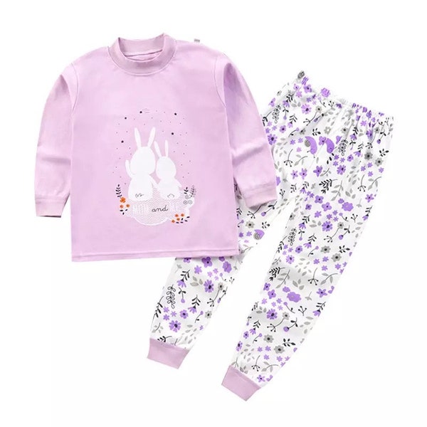 Infant Toddler Baby Girl 2Pcs Outfits Long Sleeve Bunny Print Pullover Tops + Pants Set Fall Winter Clothes