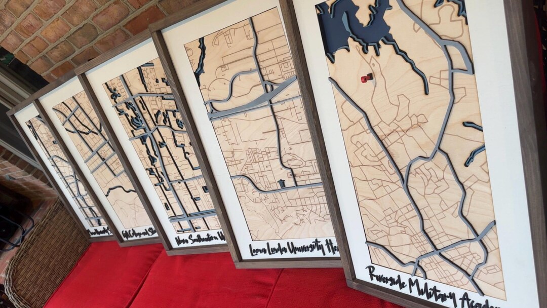 City Map Frame Layered Wooden City Map | Framed Custom Location Wall Decor | 24x14 ...
