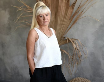 Timeless White Linen Blouse - Ideal for Office and Casual Wear