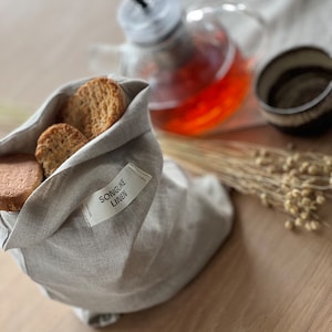 Brödpåse i linne – Förvaringspåse för bröd med dragsnören – Hållbar förvaringspåse för mat – Bröd i linne, grönsakspåse, brödlimpa i linne