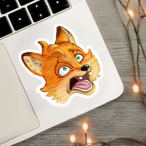 sticker shocked fox- stickers- laptop - laptop sticker
