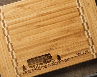 Personalized Camping cutting board Making memories one campsite at a timeRv gifts Rv accessories Camper decor Gift for couple