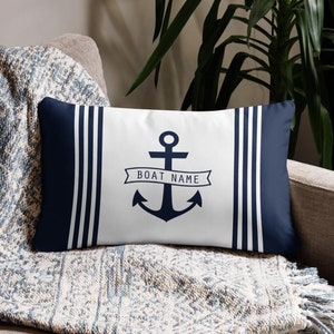 Boat name pillow Boat gift Boat accessories Personalized nautical pillow Boating Sailing gift Boat captain gift Custom boat decor
