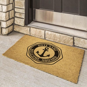 Personalized boat name door mat, Boat welcome mat, Boat accessories, Custom Boat gift, Boat decor, Welcome aboard, Nautical gifts