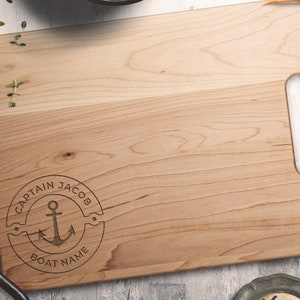 Boat accessories Boat gift Personalized boat name engraved cutting board Boat decor Boat captain gift Nautical sailing gift Seaman gift