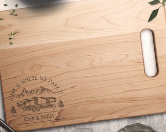 Home is where we park it Rv gifts Personalized cutting board Rv decor Camper decor Engraved Camp gift Camping gifts Motorhome gift