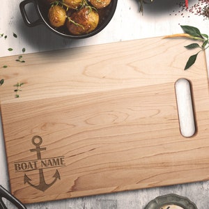 Boat accessories Boat gift Personalized boat name engraved cutting board Boating gifts for men Nautical sailing gift Boaters gift