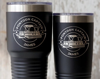 Pontoon captain tumbler Personalized pontoon cup Pontoon boat gifts Pontoon accessories Pontooning gifts Pontoon boat captain gift