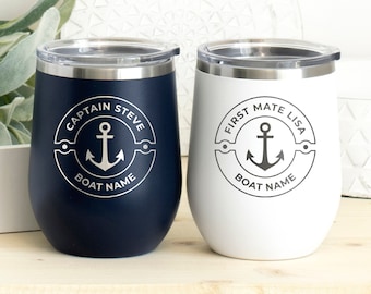 Personalized boat gift Boat name tumbler Boat accessories Captain First mate tumblers Nautical gift Sailing gifts Nautical tumbler
