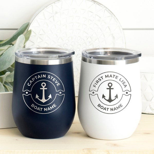 Personalized boat gift Boat name tumbler Boat accessories Captain First mate tumblers Nautical gift Sailing gifts Nautical tumbler