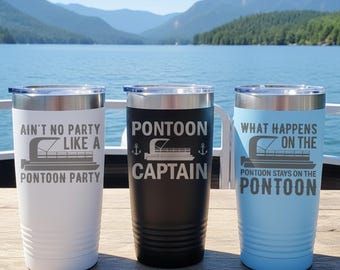 Pontoon tumbler Pontoon boat accessories Pontoon boat captain gift Pontoon cup Pontoon boat gifts Pontoon accessories Pontooning gifts