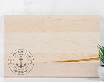 Boat accessories Boat gift Personalized boat name engraved cutting board Boat decor Boat captain gift Nautical sailing gift Seaman gift