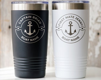 Personalized boat gift Boat name tumbler Boat accessories Captain First mate tumblers Nautical gift Sailing gifts Nautical tumbler