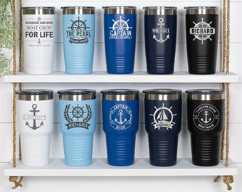 Personalized boat tumblers Boat accessories Boat gift Nautical gifts Boat decor Custom tumbler with lid Boating mug Gift for boater