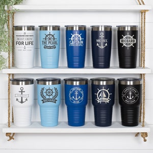 Personalized boat tumblers Boat accessories Boat gift Nautical gifts Boat decor Custom tumbler with lid Boating mug Gift for boater
