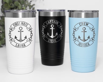 Personalized boat gift Boat accessories Captain First mate Crew tumblers Boat captain tumbler Nautical gift Sailing gifts Nautical cup