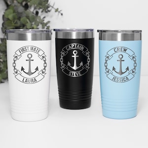 Personalized boat gift Boat accessories Captain First mate Crew tumblers Boat captain tumbler Nautical gift Sailing gifts Nautical cup