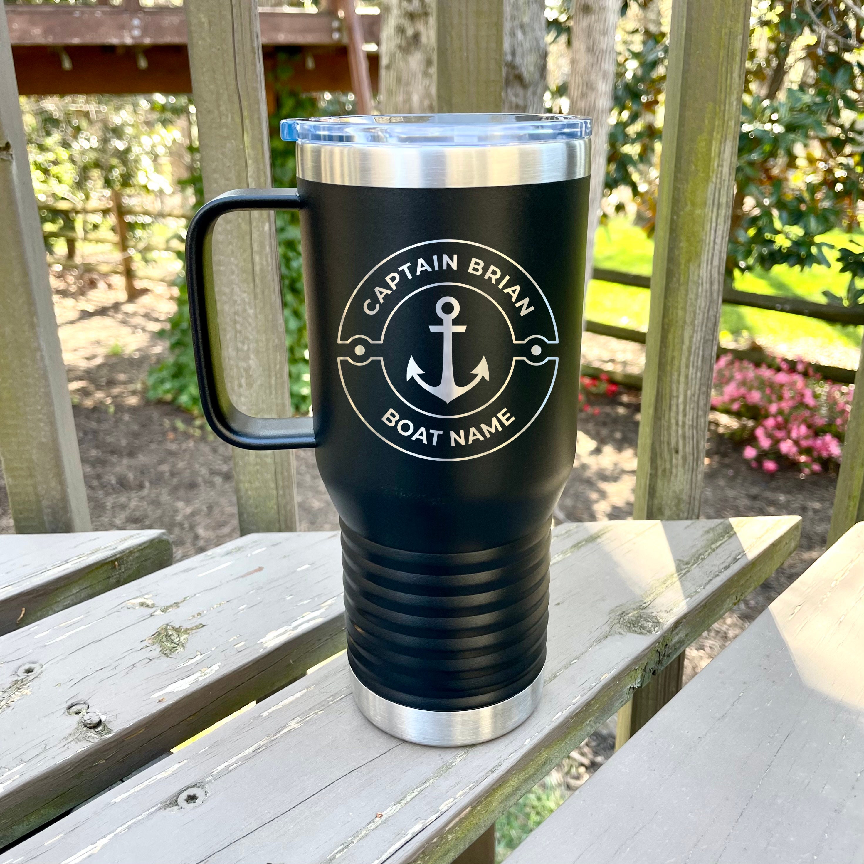 Personalized Custom Engraved YETI® 20oz Tumbler or Polar Camel 20oz Tumbler  Anchor Design Lake Beach Boat Capitan First Mate Skipper AO1 