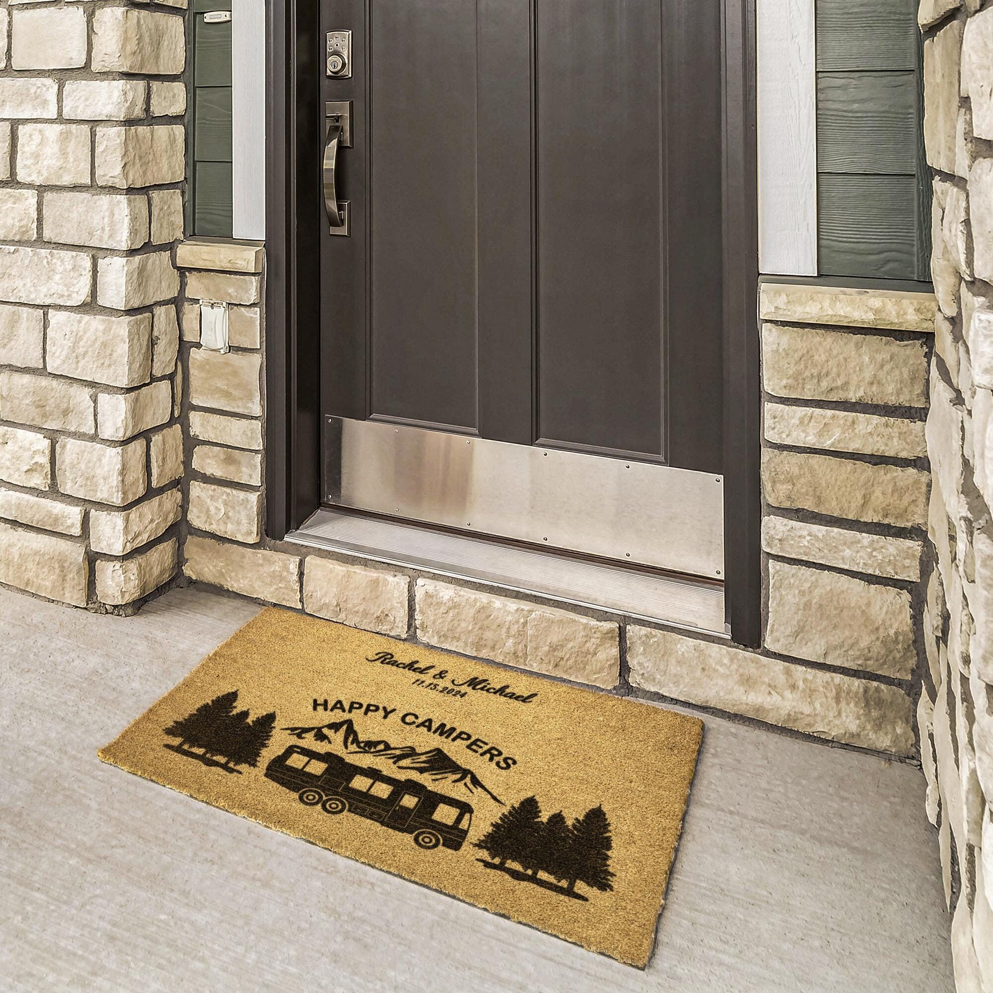 Happy Campers Doormat, Personalized Camping Door Mat, RV Camper Door ...