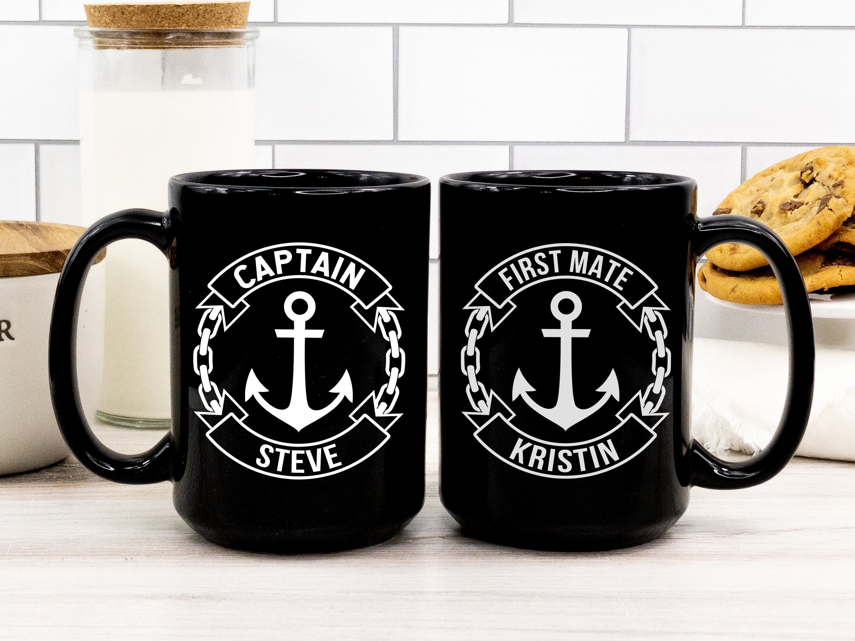 Boat gift Boat accessories Boating 15oz black coffee mug Personalized Captain First mate mugs Nautical gift Sailing gifts Custom boating cup