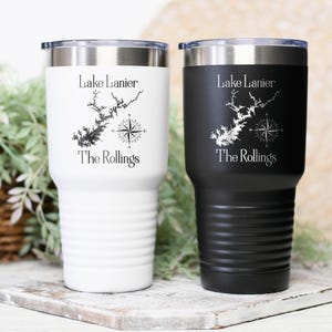 Individuelle Seekarte 30oz Tumbler Seeseite 30oz Tumbler See Karte Dekor für zu Hause Seehaus Tassen Familienurlaub am See