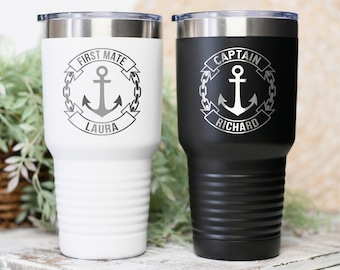 Personalized boat gift Boat accessories Boat captain tumbler Captain First mate tumblers Nautical gift Sailing gifts Nautical tumbler