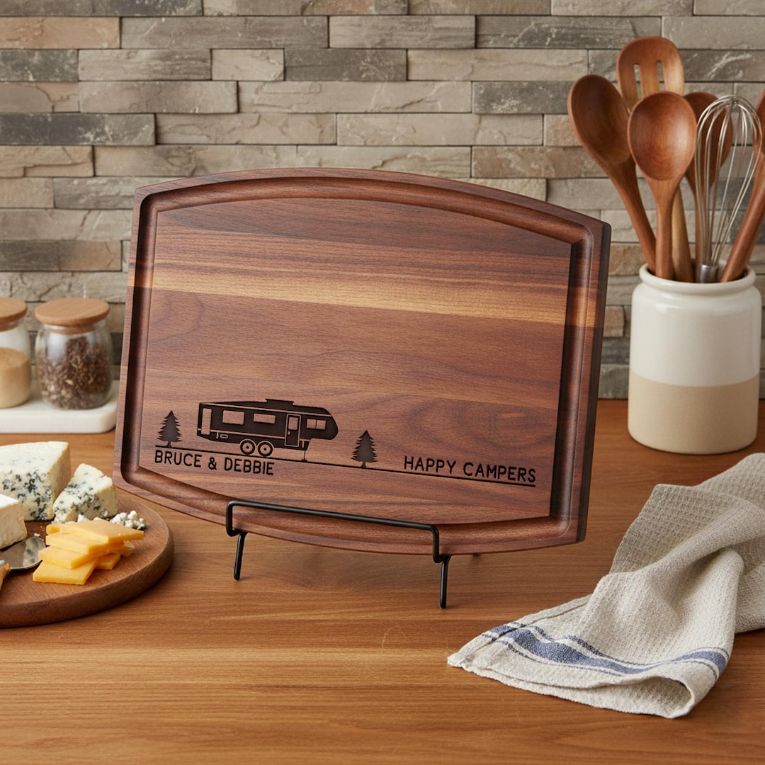 Happy Campers Rv Gifts Personalized Cutting Board Rv Decor Camper Decor ...