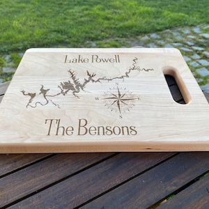 Custom lake cutting board Lake house decor Personalized Engraved cutting board Family Lake house gift Cabin decor Lake life gifts