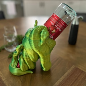 Handmade Python Snake Wine Bottle Holder: Rustic Home Decor
