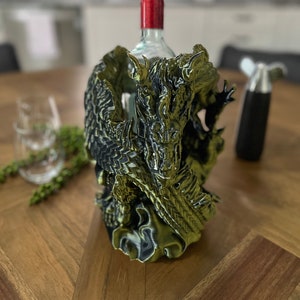 Unique Dragon Wine Bottle Holder - Handmade Decorative Wine Stand for Rustic Home Decor