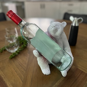 Furry Bear Wine Bottle Holder Centerpiece, Table Display, Showpiece with Detail