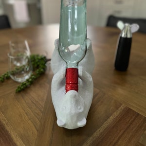 Bear Animal Wine Bottle Holder Stand - Handmade Decorative Wine Rack for Rustic Home Decor