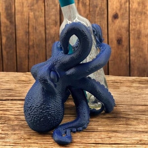 Unique Bordeaux Octopus Animal Wine Bottle Holder - Handmade Decorative Wine Stand for Rustic Home Decor