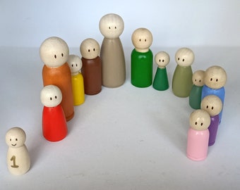 Figurines d'extension colorées et mixtes - mise en place familiale (travaux systémiques, thérapie par le jeu, mise en place de table)