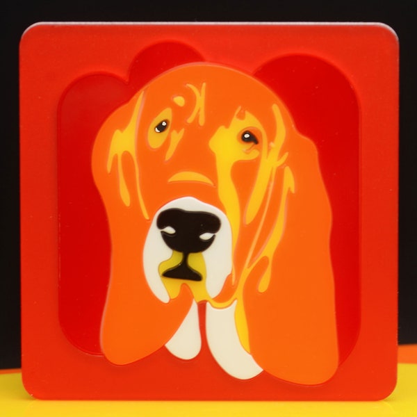 Tableau basset chien en plexiglass pour un art mural original et moderne