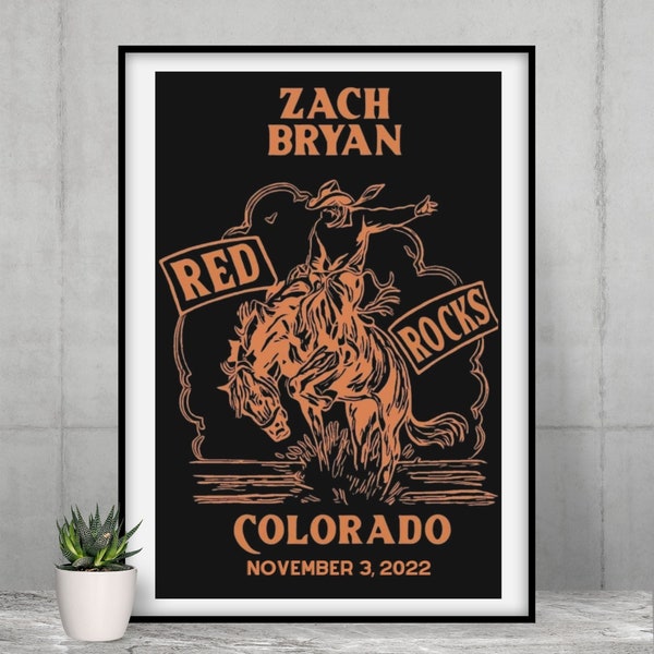 Zach Bryan Red Rocks Poster| Wall Décor | Concert Art | Country Music | Digital Download | American Heartbreak