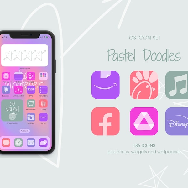 Pastel Doodle iPhone IOS App Icon Set