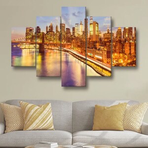 New York NYC Brooklyn Cityscape Skyline Canvas Art Digital Print