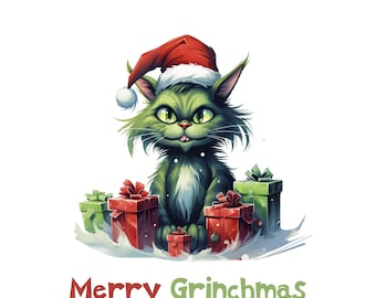 Merry Grinchmas - Grinchmas Cat SVG - Merry Grinchmas SVG - Grinchmas Cat - Grouchy Cat - Grouchy Cat SVG