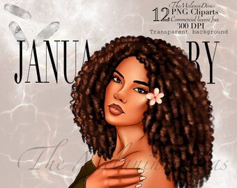Black Woman Clipart: Afro Hair, Self Love Art (PNG)