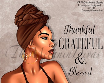 Clipart zwarte vrouw: Gratitude Head Wrap Graphics (PNG)