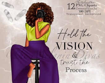 Black Woman Clipart: Motivational PNG Graphics (Digital Download)