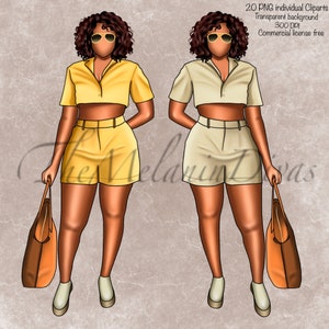Black girl fashion Clipart, black woman fashion, black girl clipart, black girl summer fashion, black woman clipart,black girl png & sticker