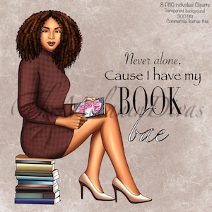 Black girl Clipart, black girl posing with books, black girl reading Clipart, African American woman , confident black woman, black girl png