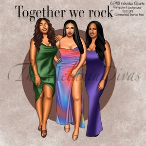 Black Girl Friends Clipart: Sisterhood PNG Set (Digital Download)