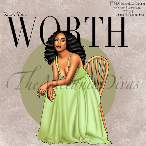 Black Woman Clipart: Summer Fashion PNG Graphics (Digital Download)