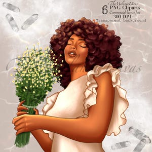 Black girl Clipart, flower girl clipart, black girl spring fashion png,black woman clipart, black girl summer fashion Clipart,black girl PNG